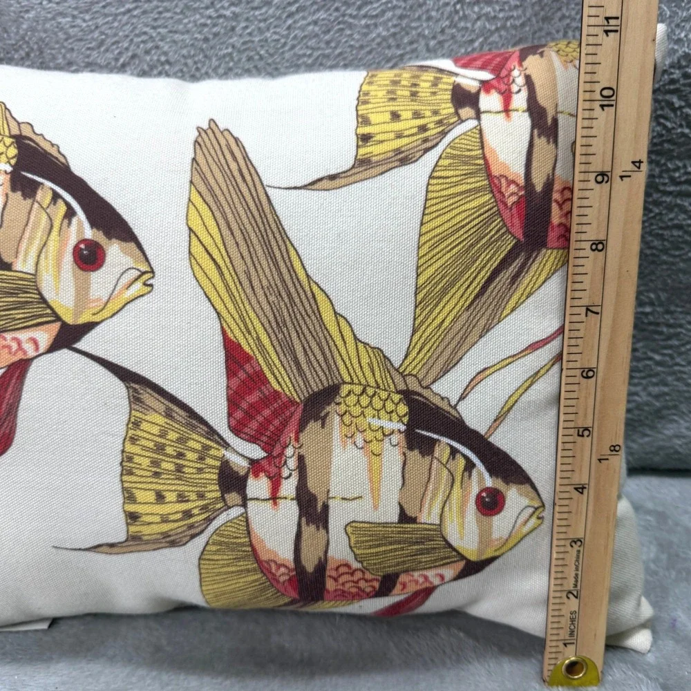 Pottery Barn Tropical Angel Fish Decorative Throw Pillow Nautical Coastal‎ Beach